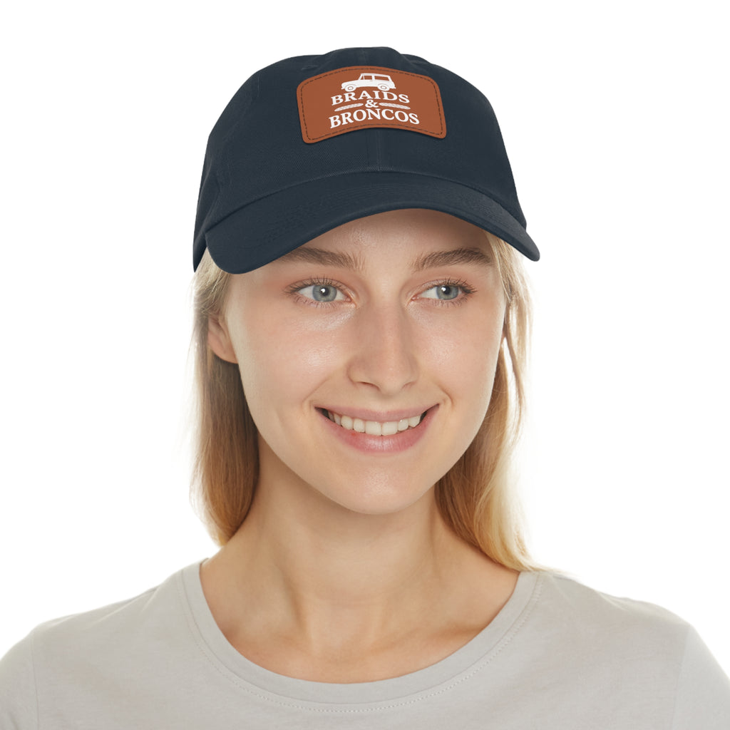 Braids & Broncos Leather Patch Dad Hat